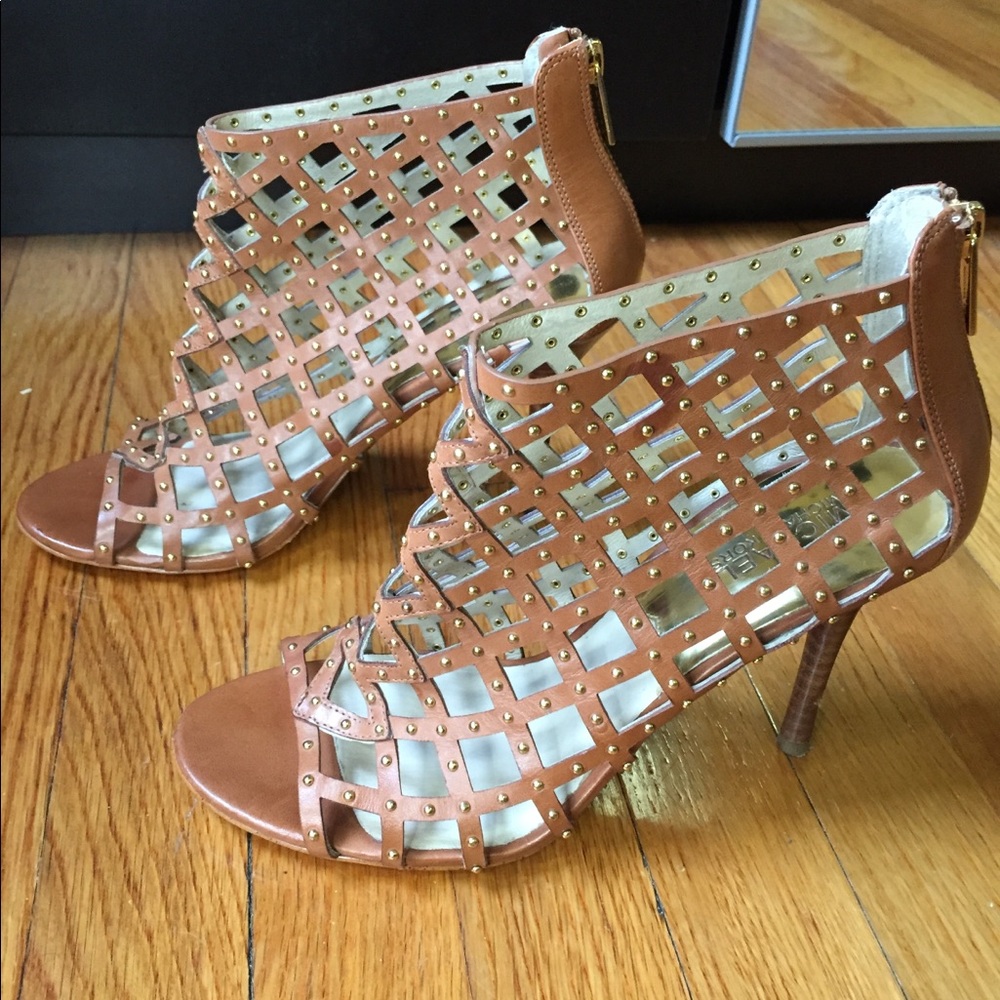 Michael Kors Heels Caged Sandals Brown and gold - Picture 4 of 8